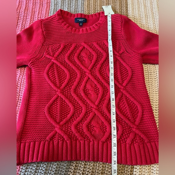Lands' End Women's 100% Cotton Vibrant Red Knit Drifter Sweater - Picture 9 of 10